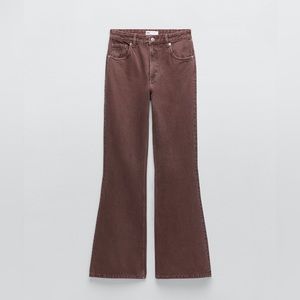Zara high-rise full length light maroon jeans
